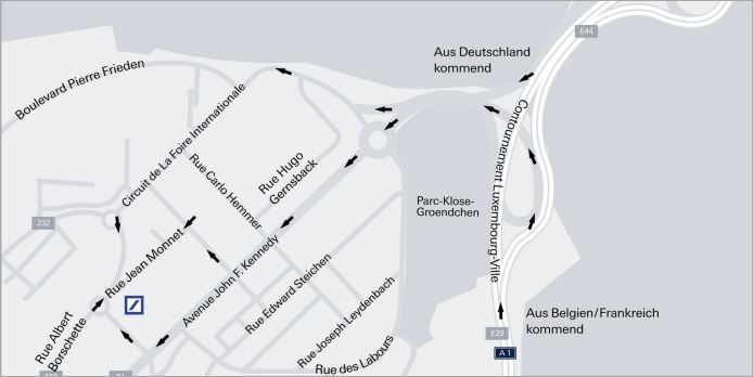 Karte von Luxembourg Kirchberg